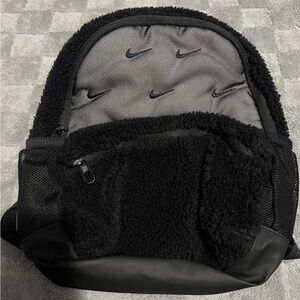 Nike Black Sherpa Backpack with Embroidered Swooshes